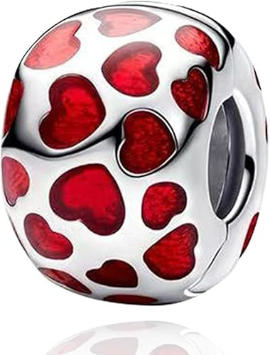PHCLASY Herz Clip Charm Kompatibel für Armbänder Halsketten und europäische Schlange für Frauen Muttertag Schmuck Geschenk