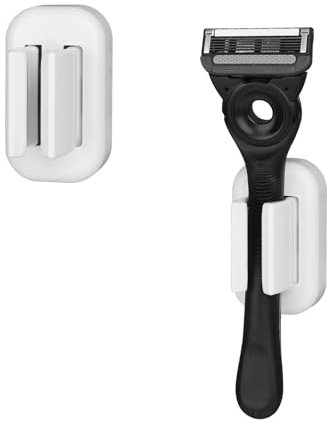 Linkidea 2 Pack Razor Holder for Shower, Shower Razor Holder for Wall, Shower Squeegee Razor Stand Compatible with Gillette Funsion 5 Power, Mach 3, SkinGuard (White)