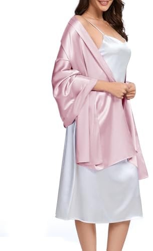 Bbonlinedress Halstuch Damen Seide Party Schal Satin Stola Stolen für Abendkleider elegant Festlich Shawl 195 * 70CM Pink