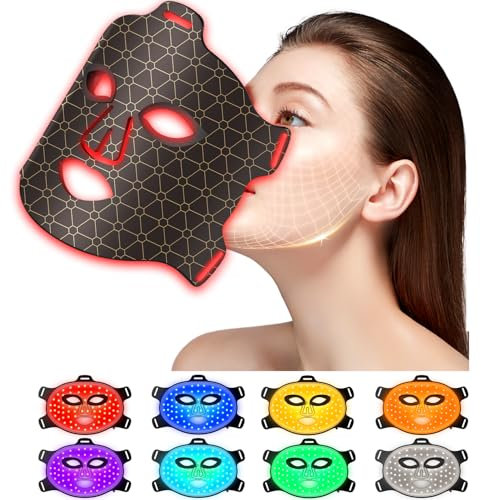 DIWUEO LED-Gesichtsmaske mit Rotlichttherapie, 3-Farben LED Maske für Anti-Aging, Faltenreduzierung, Hautpflege und Aknebehandlung, Kabellose, Flexibles Silikon, Nahinfrarotlicht, für Heimgebrauch