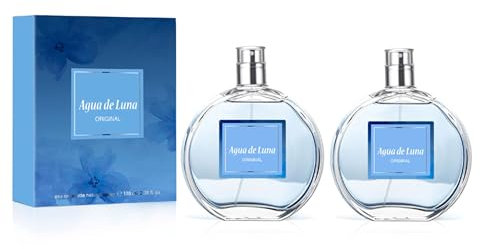 AGUA DE LUNA - Original Pack de 2 x 100 ml, Colonia Mujer, Perfume en Formato Spray, Eau de Toilette Natural y Femenina, Aroma Floral, Fragancia Fresca y de Larga Duración