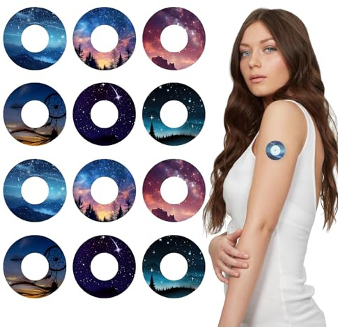 12 Stück Pflaster Kompatibel mit Freestyle Libre 2, Wasserdichte Sensor Pflaster Kompatibel mit Libre 2 für Blutzuckermessgerät, Kompatibel mit Cgm-Geräten, Stylishes Marmor-Design