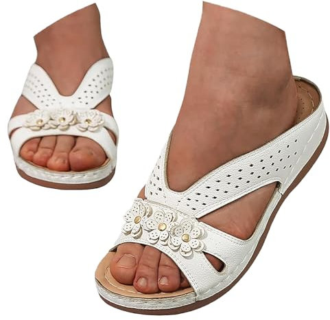 Sandali Donna Ortopedici Estive Scarpe Estive Con Zeppa Comodi Pianta Larga Infradito Per Fascite Plantare Eleganti Aperte Sandali Basse Pantofole Mare Piscina Leggeri Ciabatte Infermiera Estate Moda