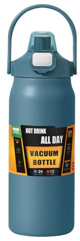 ycezw Borraccia sportiva, bottiglia d'acqua per sport – Thermal Palestra – Borraccia sportiva in acciaio inox 1500 Ml, grande bottiglia d'acqua con paglia, bottiglia D.