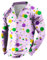 T-shirt da uomo a maniche lunghe con zip e scollo a V con stampa festiva, rosa, XL