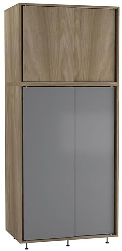 URBNLIVING 180cm 4 Sliding Doors Wardrobe Bedroom Storage Unit with Hanging Rail, Modern Engineered Wood Closet Cupboard, Freestanding Clothes Organizer, Customizable Two-Tone Design, Ample Space