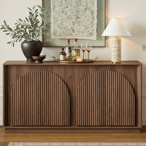 win2win 65 Sideboard Buffet Cabinet with Storage, Modular Credenza, Walnut