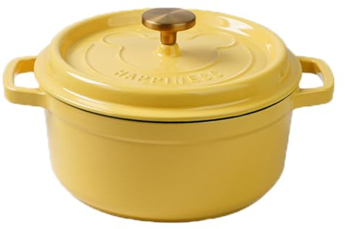 3.5 Quart Enameled Cast Iron Dutch Oven Pot with Lid, Heavy-Duty, Oven Safe up to 500° F, Cooking Pot for All Cooktops, Wedding Registry Ideas & Gifts,Yellow