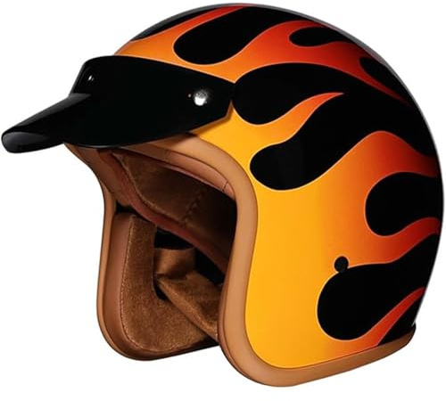 Vintage Jethelm Retro Oldtimer Halbschale Offener Scooter Motorrad-Helm DOTECE-Zulassung 3/4 Rollerhelm Für Erwachsene Damen Herren Leichter Moped Helm Open Face Helm I,XXL=63~64CM