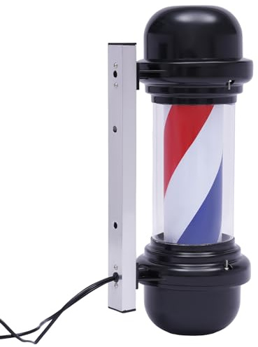 Haoxuesen Lampada Su Palo Salone Parrucchiere, Pannello Luminoso LED Blu-Bianco-Rosso, Lampada Rotante Pole, Adatto Saloni Di Parrucchiere, SPA, Terrazze, Ristoranti, Bar Caffè Ecc