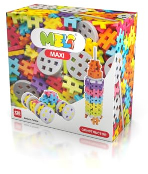Meli Maxi Constructor Bausteine Set – 120 Teile, Räder, Achsen, Sechsecke, für Kinder ab 1 Jahr, fördert Kreativität, Feinmotorik, langlebig, BPA-frei, CE-Zertifiziert