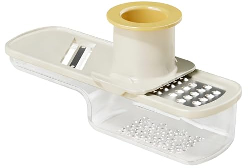 Packool 3 in 1 Ginger Garlic Grater, Mini Garlic Slicer, Food Grinder for Ginger/Garlic/Chili, Beige, Vegetable Mandoline Slicer with Container