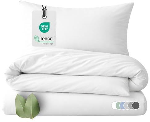 Carpe Sonno Lyocell Bettwäsche 135x200 cm [Tencel™] kühlend – Weiß | Kühlende Sommerbettwäsche aus Eukalyptus-Faser | ultra weich & atmungsaktiv | ideal für warme Nächte & Allergiker