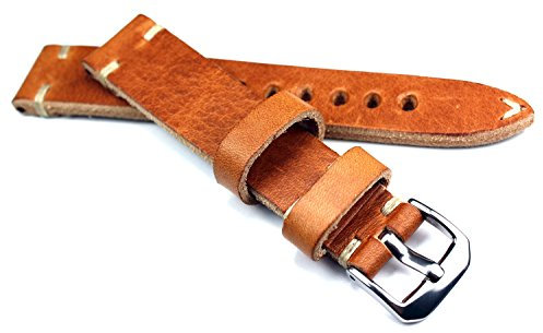 RIOS 1931 19mm Herren Leder Deutsch Uhrenarmband Vintage Pilot hell braun