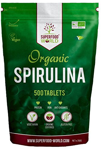 Organic Spirulina Tablets (500 X 500mg) Premium Quality Dietary Superfood | Natural Source of Vegan Protein, Iron & Vitamins | UK Certified Organic, Ideal for Sports Nutrition, Detox & Energy