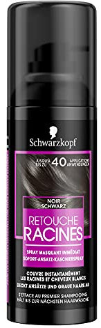Schwarzkopf - Retouche Racines Cheveux Blancs - Spray Masquant Temporaire Racines Cheveux - S’efface au premier shampooing - Noir, 120 ml (Lot de 1)
