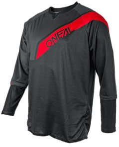 O'NEAL | Mountainbike-Jersey Langarm | MX MTB Motocross Enduro | Schnell trocknendes, atmungsaktives Material, flache Nähte, Mesh-Einsätze | Tobanga Jersey | Erwachsene | Grau Rot | Größe XXL