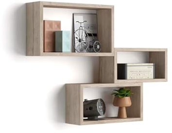 MOBILI FIVER, 3er-Set Giuditta rechteckige Würfelregale, Eiche, Made In Italy