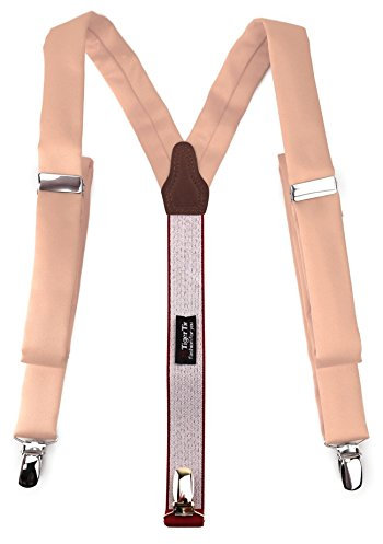 TigerTie schmaler Unisex Hosenträger in Y-Form mit 3 extra starken Clips - Farbe in lachs einfarbig Uni - hochwertige Verarbeitung