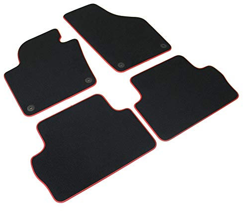Seat 7N5863011CLOE Textil Fußmatten v+h Velours Matten 4X Stoffmatten FR Design, schwarz/rot