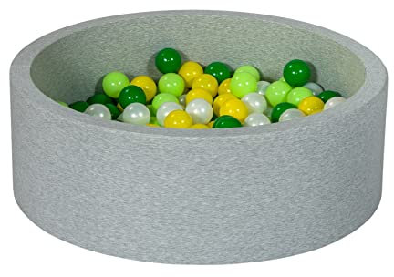 Piscine à balles pour Enfant, Aire de Jeu + 150 balles (Couleurs des balles: Perle, Jaune, Vert, Vert)
