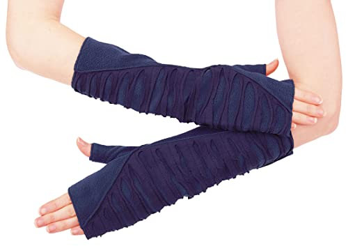 PUREWONDER Damen Armstulpen Fleece Handstulpen Design Nr. 2 Farbe Blau
