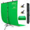 EMART Support Fond Photo en Forme de T 1,5 m x 2,6 m avec Fond Vert et 2 Pinces pour Streaming, Studio Photo, Photographie, Video