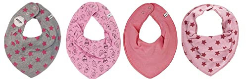 Pippi Halstuch 4er Set Baby Halstücher Dreieckstücher für Mädchen + Jungen (All pink Stars)
