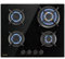 Klarstein Cocina de Butano, Placa 4 Fuegos 8000W, Vitrocerámica Integrada para Cocina, Encimera de Fogones con Base de Vidrio y Acero Inoxidable