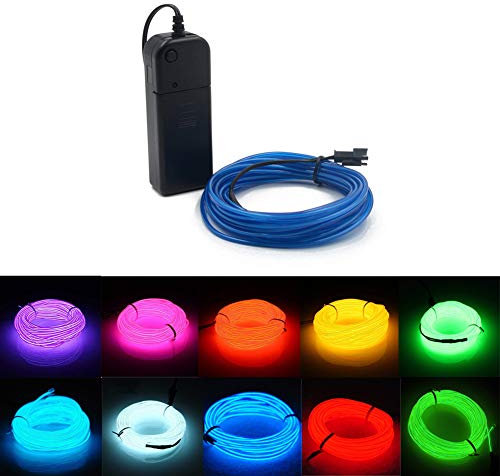 Kmruazre El Wire El Draht Licht für Party Halloween Party Hochzeit Bar Dekoration(3m/9ft,Blau)