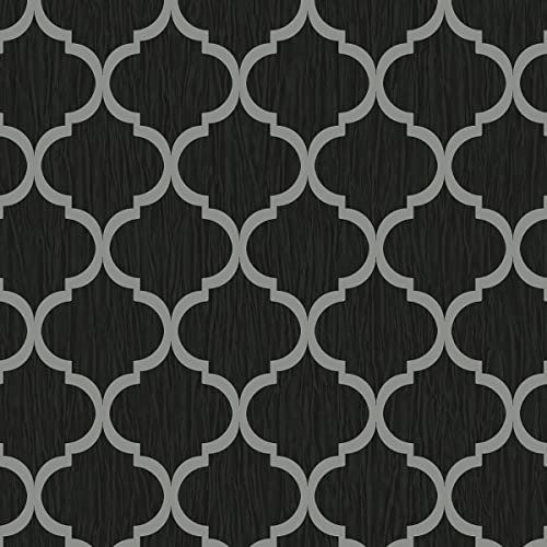Crystal Trellis Wallpaper Black/Silver Debona 8895