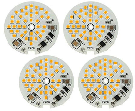 LEDLUX 4 PCS Tablero Led AC 220V 5W Módulo de placa Led Diámetro 48mm 40 Smd 2835 (Blanco cálido 3000k)