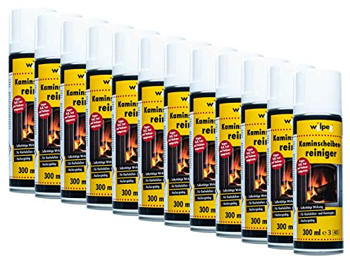 WILPEG Kaminscheibenreiniger 12er Set | 300ml Aktivschaum gegen Ruß & Fett | Glasreiniger für Kamin, Ofen oder Grill | Kraftvolle Reinigung von Metall & Kunststoff | 10 m² Reichweite pro Sprühdose