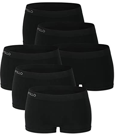 ORIGINAL BASICS Damen Boxershorts Nahtlos | Panty mit Baumwolle | Seamless Hipster Hotpants | Basics für Alltag & Freizeit (6er Pack) Schwarz XL (42)