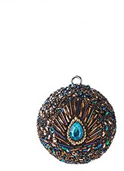 Weihnachtskugel Opium, Größe 6 cm, mit Perlen/ Pailetten/ Steinen, Verschiedene Muster Muster Pfaumuster blau/ Gold
