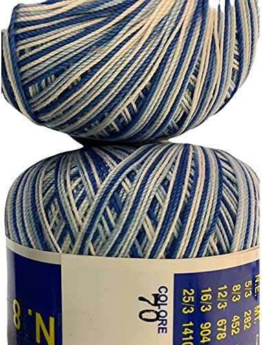 Filo Scozia Sfumato Uncinetto Cotone N. 8 Gom 100 GR (BLUE E CELESTE 70)