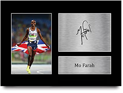 HWC Trading A4 Mo Farah Geschenke Gedruckt, Signiert Autogramm Bild für Leichtathletik-Sport-Erinnerungsstücke-Fans