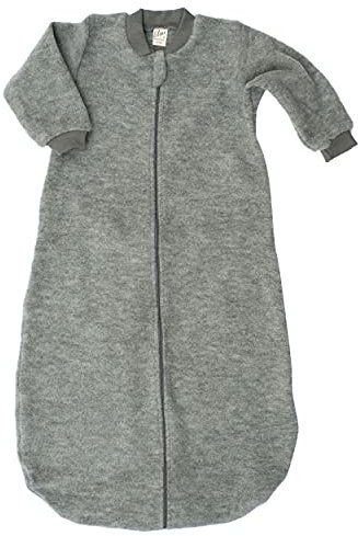 Lilano, Merino Flausch Schlafsack mit Arm, 100% Wolle (kbT) (Grau, 74-80)
