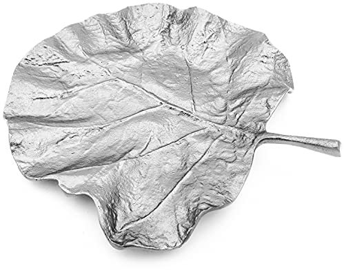 matrasa Dekoschale Leaf Silber - Schale in Blattform - Dekoblatt Blatt Aluguss 34x33cm Variante 2