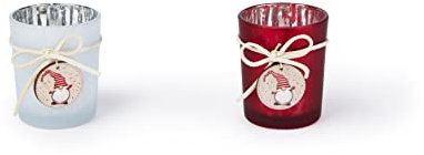 Excelsa Juego de 6 portavelas Gnomo, 5,5 x 6,5 cm, Cristal y Madera