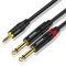 DREMAKE 3.5mm 1/8'' TRS to Dual 6.35mm 1/4'' TS Mono Cable 6FT, TRS 1/8'' Male to Dual 1/4'' TS Male Stereo Audio Y Splitter Cord, 3.5mm to 2 x 6.35mm Breakout Cable Adapter for Home Stereo System