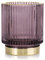 Teelichthalter aus Glas AmeliaHome Kerzenhalter Teelichtglas 7x8 cm Pompey Violett Gold