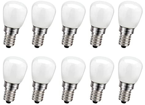 Ruiandsion E14 LED Glühbirne 220V-240V Salz Lampe Ersatz für Kühlschrank Herd Haube Nähmaschine Beleuchtung, weiß (10er Pack)
