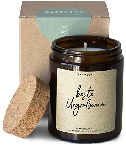 Beste Uroma Urgroßmutter Duftkerze im Glas mit Spruch aus Soja 100% natürlich handgemacht - nachhaltiges persönliches Geschenk - Geschenkidee zum Geburtstag Danke sagen - Liebe Glück verschenken
