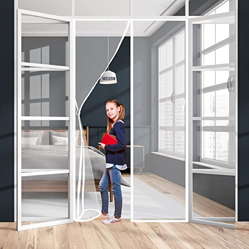 Zanzariera Magnetica per Porte Finestra 150 x 240 cm Zanzariere Chiudi Automaticamente Totalmente Magnetica per Porte di Soggiorno Camera da Letto Casa - Bianco A