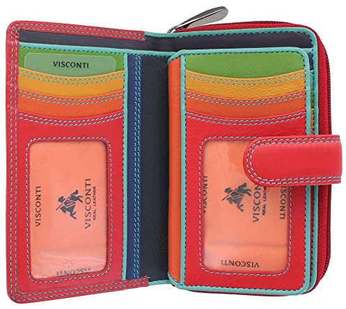 VISCONTI Rio Geldbörse aus weichem Leder für Damen, Stil R13, Red Rhumba, Talla única, Modern
