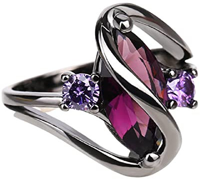 luoluoluo Ringe Mode Männlich Weiblich Amethyst Hochzeit Ring Für Männer Frauen Schwarz Gold Gefüllt Pferd Auge Stein S Welle Paare Ringe Damenring