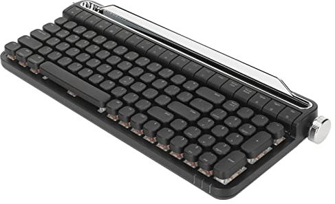 TUORE Mechanical Keyboard, Typewriter Mechanical Keyboard Hot Swappable 1500mAh Battery Red Switch RGB LED Backlight for Gaming (Black)