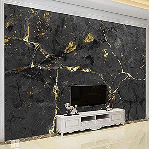 Photo 3D Mural Papier Pein Motif De Marbre D'Or Noir, Luxe EuropéEn Moderne Panoramique Poster Mural Xxl, Papier Peint 3D Tapisserie Murales - pour le mur de fond du canapé du salon 400 x 280 cm