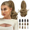 Sofeiyan 33cm Pferdeschwanzverlängerung Langer lockiger Pferdeschwanz Clip in Klaue Haarverlängerung Natürlich aussehendes synthetisches Haarteil für Frauen, Bleachblonde Hervorgehobene Aschebraun